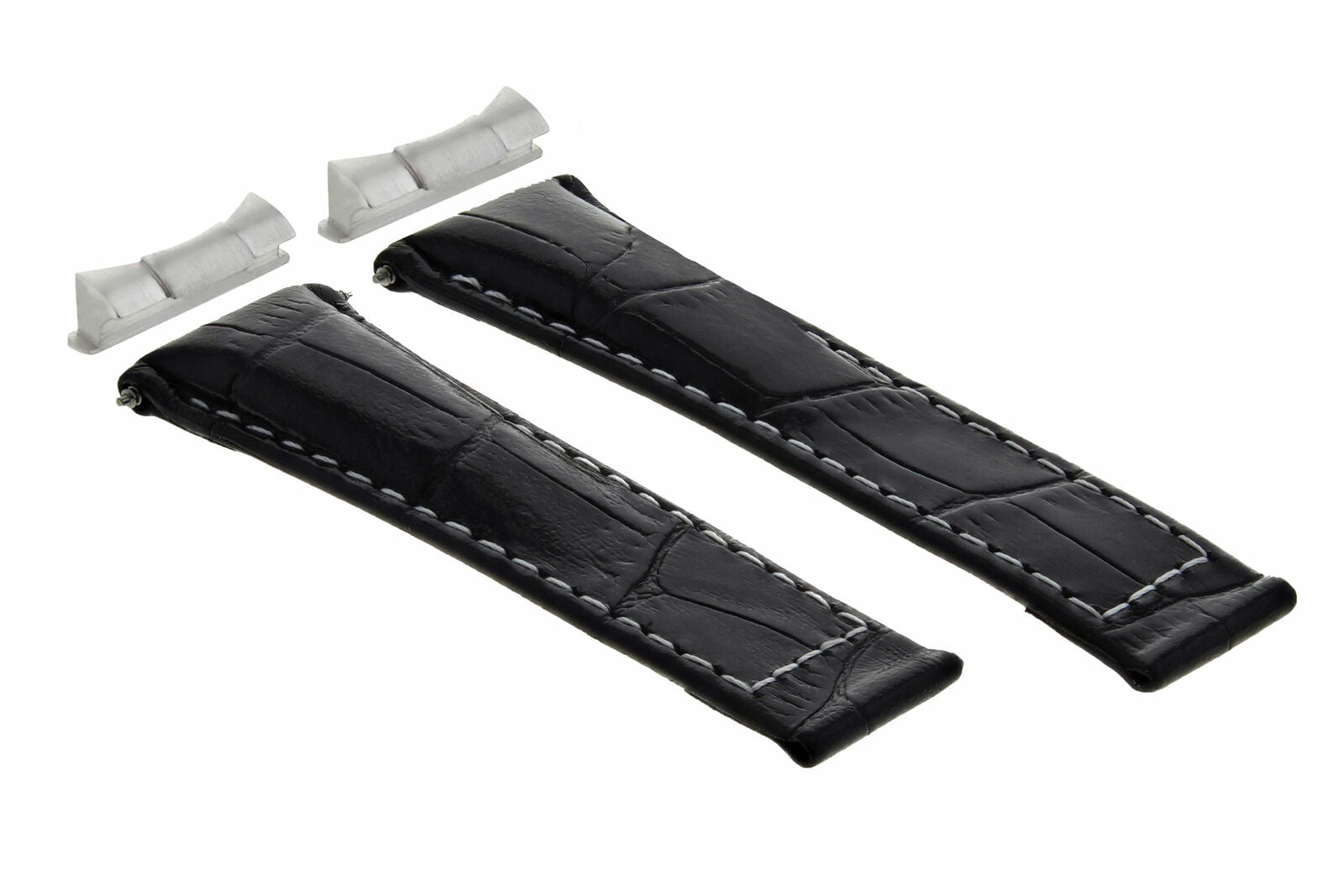 LEATHER BAND STRAP FOR ROLEX DAYTONA 116519 + END PIECE (LUGS) BLACK WS SHORT