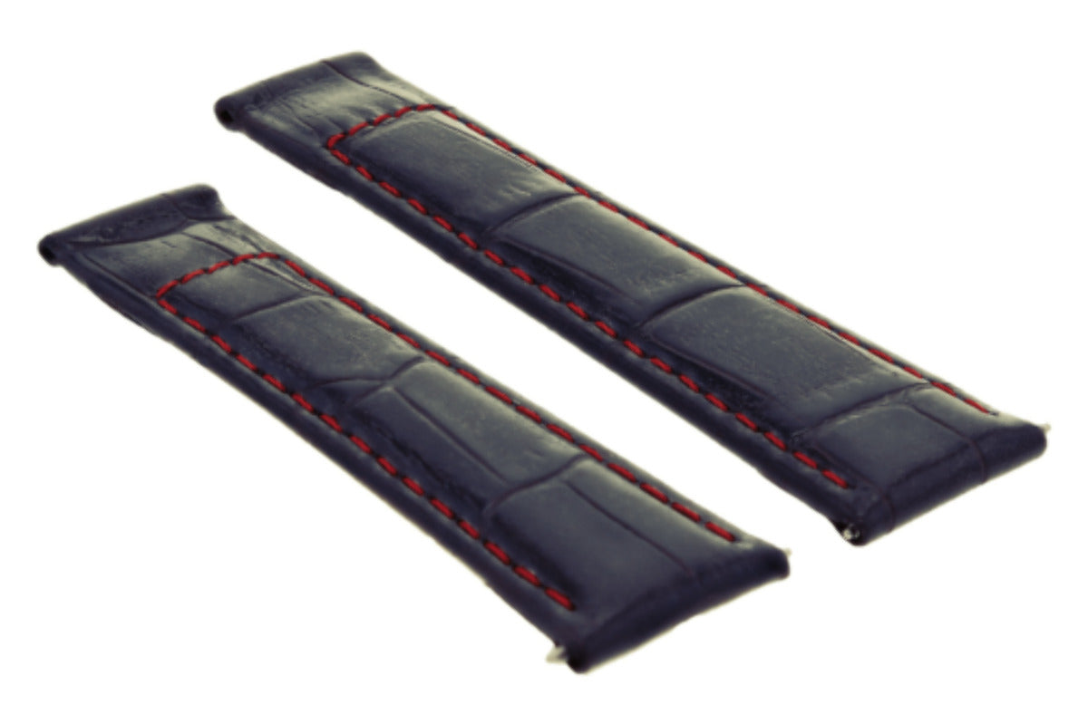 20MM LEATHER WATCH BAND STRAP FITS ALL ROLEX DAYTONA MODEL SHORT-MEDIUM ENDPIECE, Black Red Stitching (Short), view 3