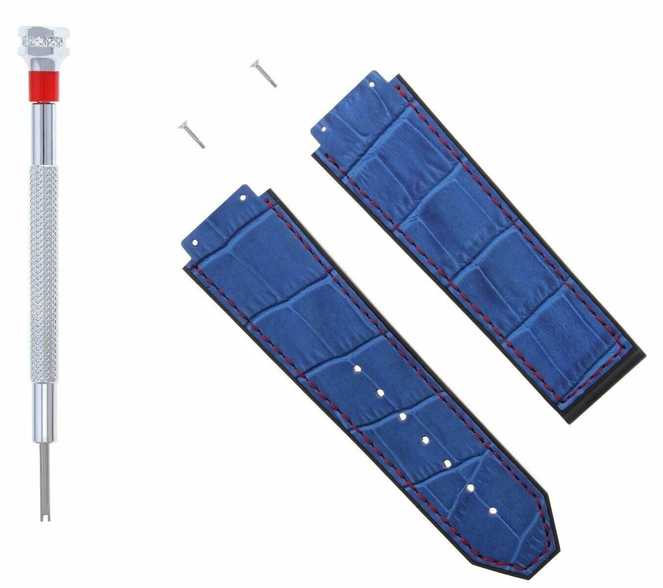 24MM ALLIGATOR LEATHER BAND STRAP FOR 44MM HUBLOT BIG BANG BLUE RS+2SC+ S/DRIVER