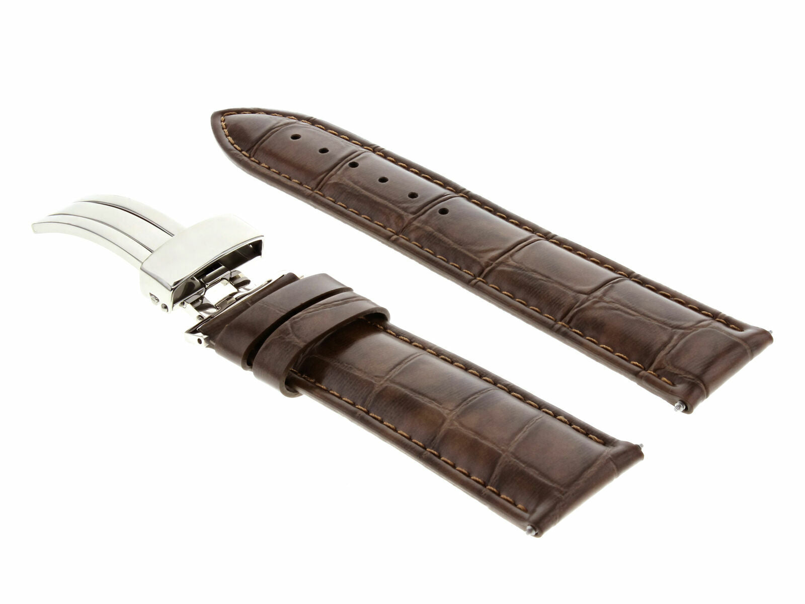 22MM LEATHER WATCH STRAP BAND DEPLOYMENT BUCKLE CLASP FOR TAG HEUER L/BROWN