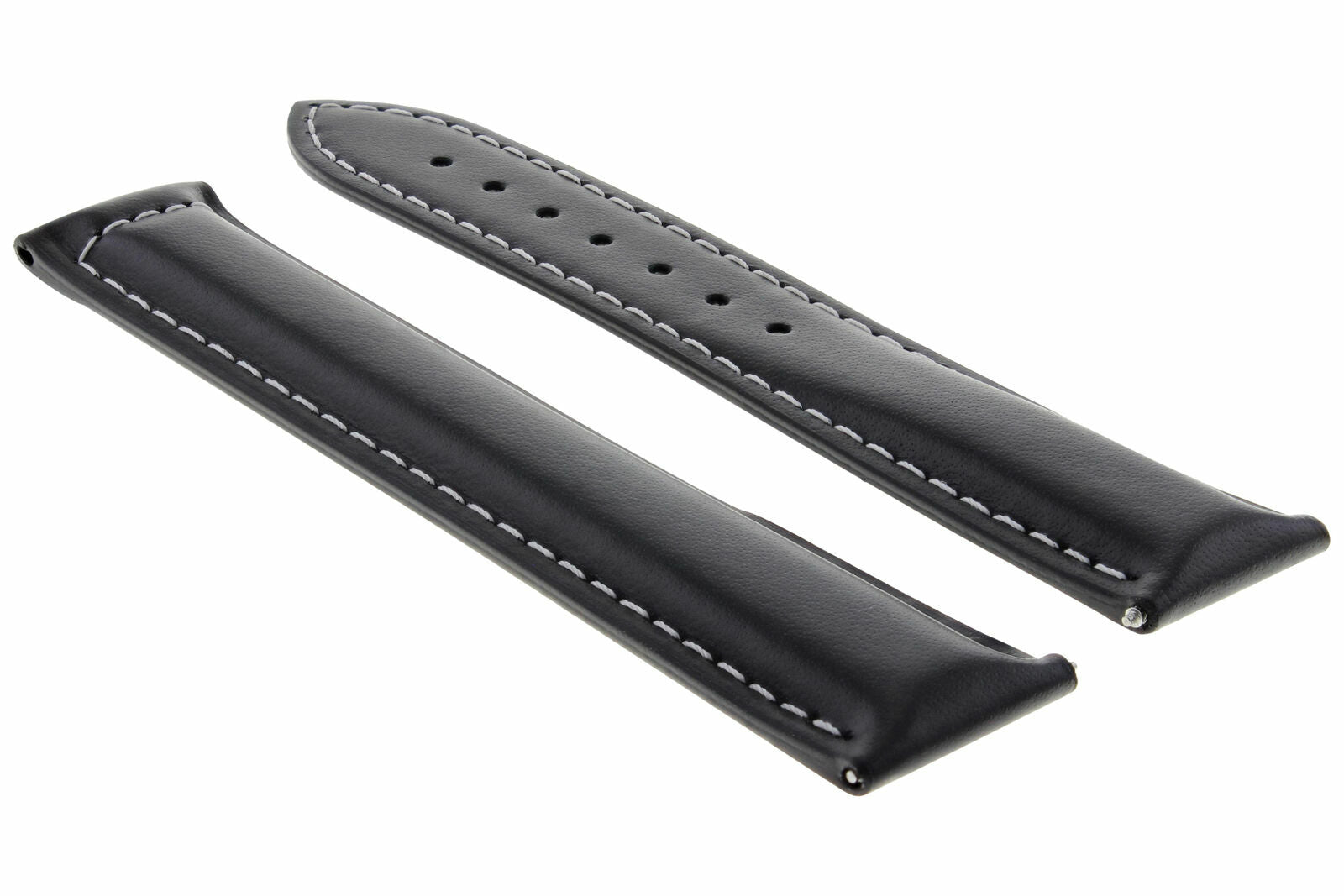 LEATHER WATCH BAND STRAP DEPLOYMENT CLASP FOR 22/18 TAG HEUER MONACO F1 BLACK WS