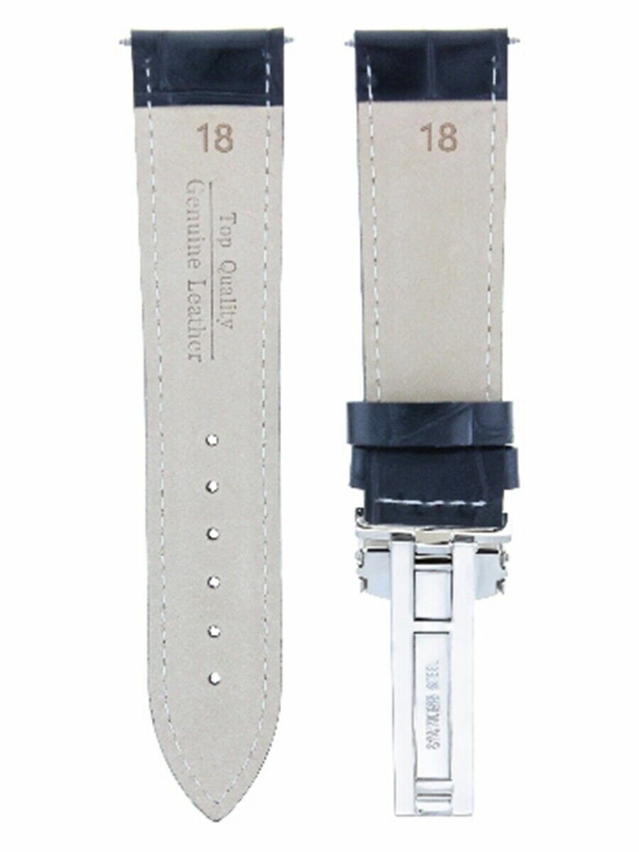 18MM LEATHER WATCH BAND STRAP DEPLOYMENT CLASP BRACELET FOR TAG HEUER BLACK 1A