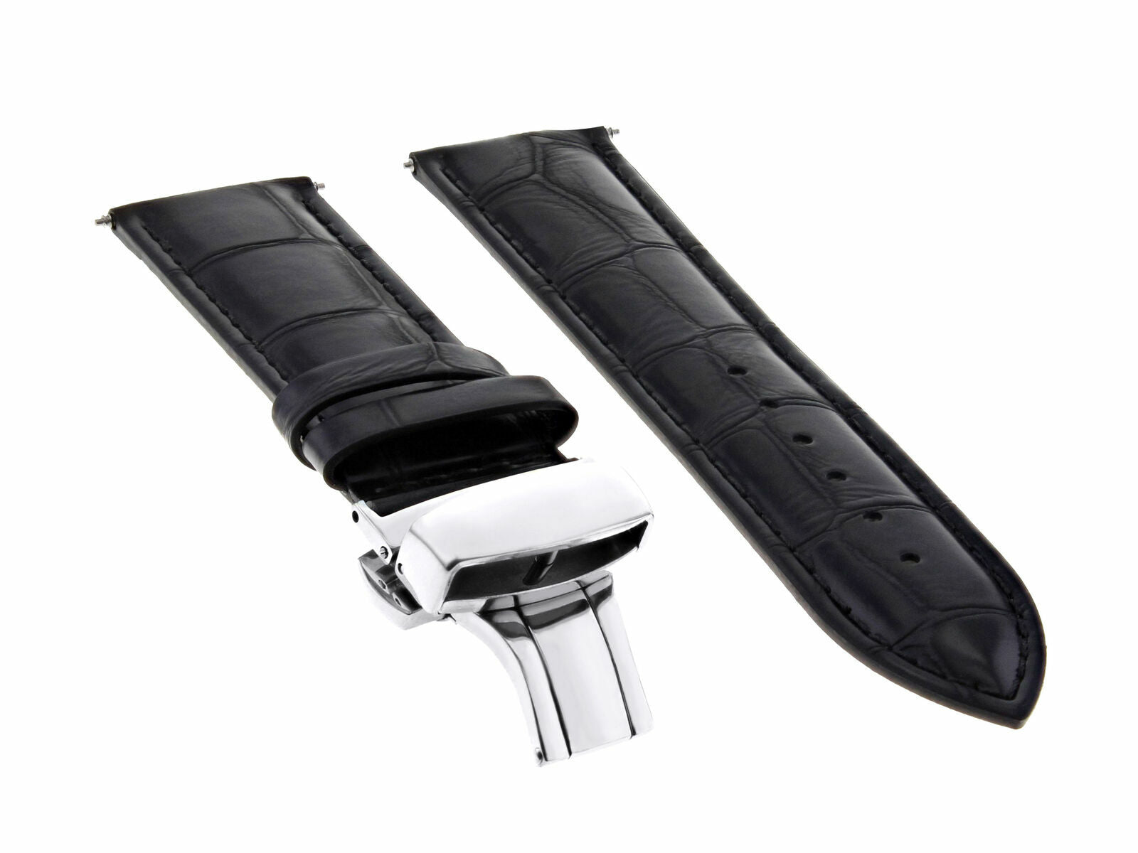 18MM LEATHER WATCH BAND STRAP DEPLOYMENT BUCKLE FOR TAG HEUER CARRERA F1 BLACK
