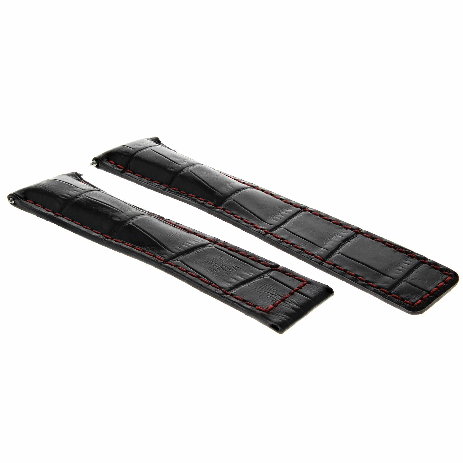 22MM LEATHER BAND STRAP CLASP FOR TAG HEUER GRAND CARRERA MONACO BLACK RED ST