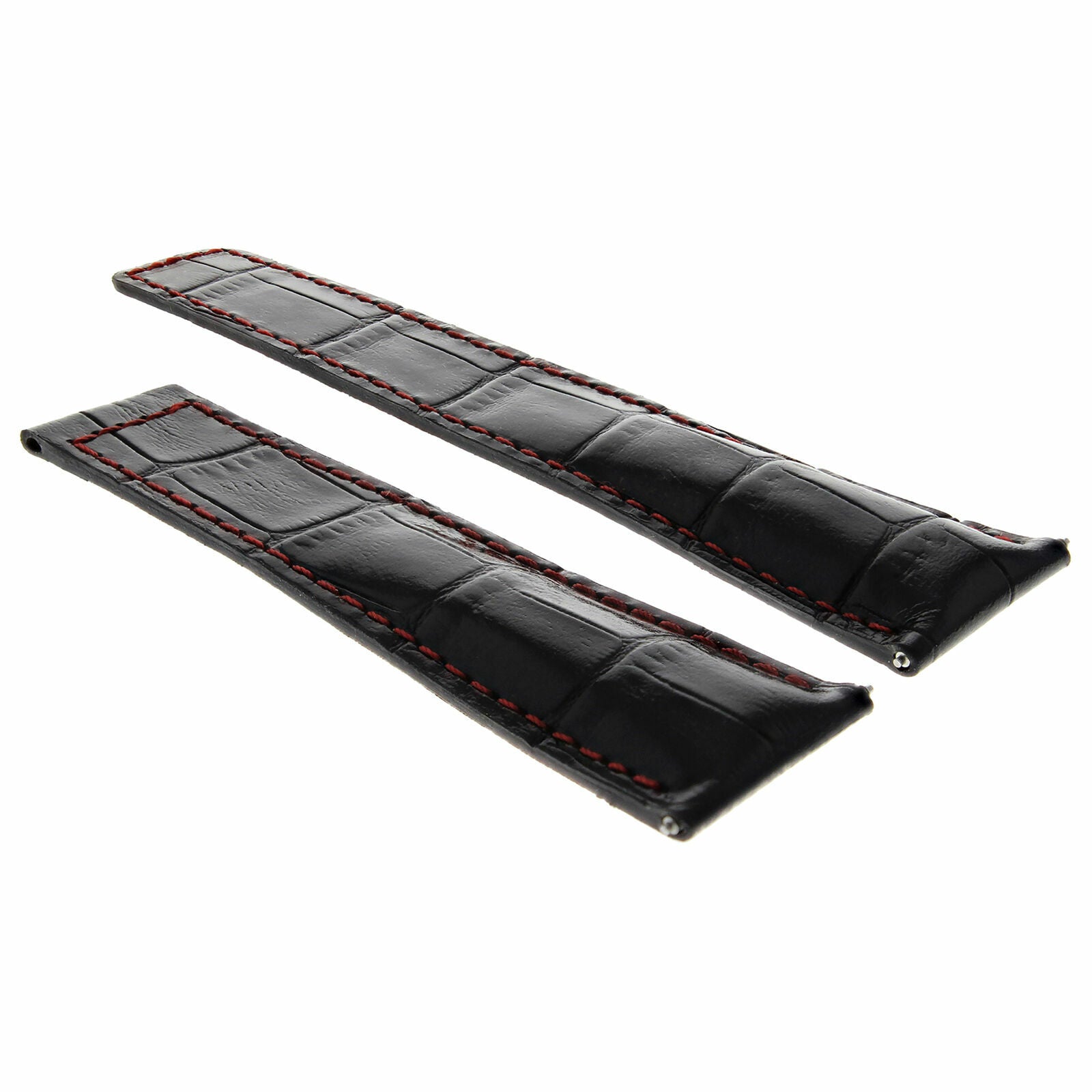 22MM LEATHER BAND STRAP CLASP FOR TAG HEUER GRAND CARRERA MONACO BLACK RED ST