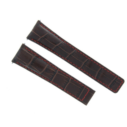 19MM LEATHER BAND STRAP CLASP FOR TAG HEUER CARRERA WV211B WATCH BLACK RED STIT