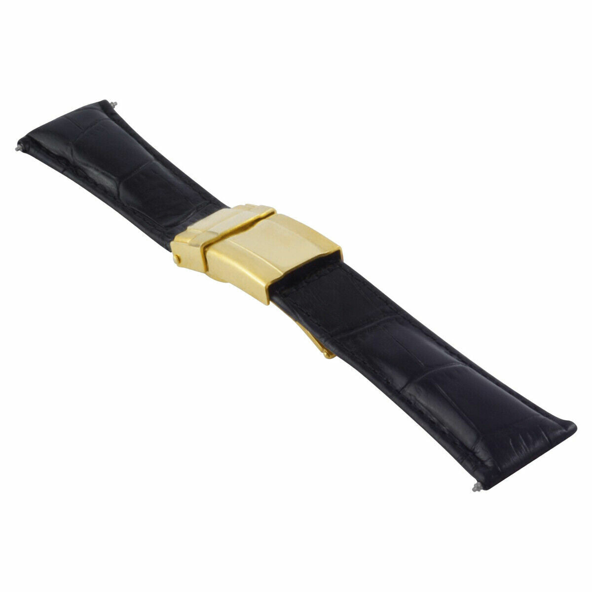 LEATHER STRAP BAND FOR ROLEX DAYTONA 16520,16523,116519 BLACK REGULAR GOLD CLASP