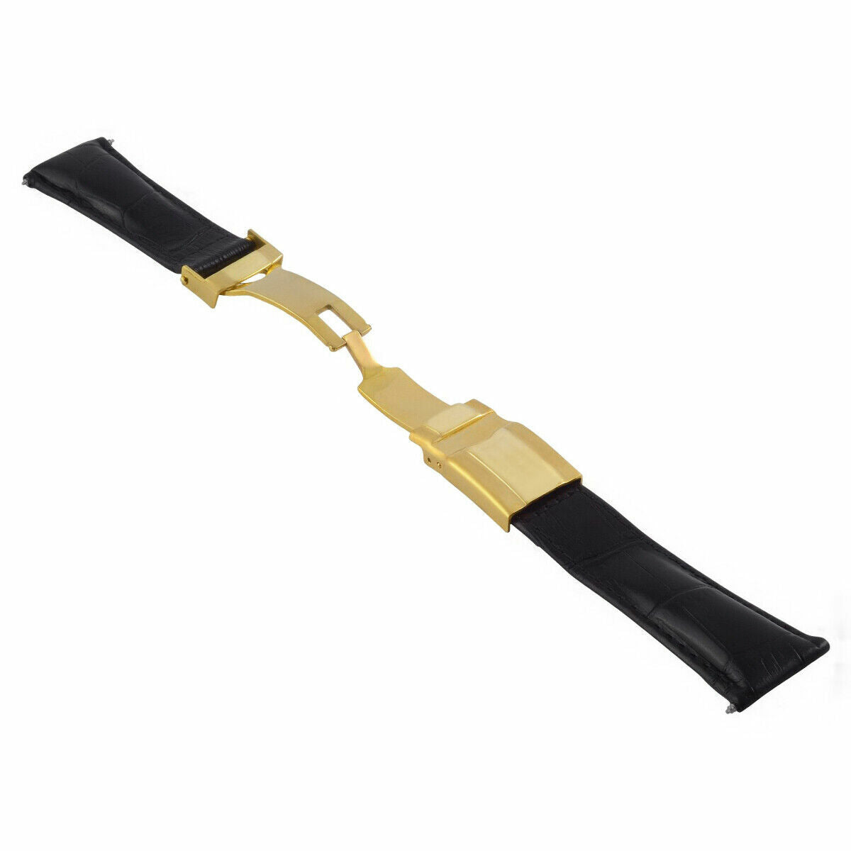 LEATHER STRAP BAND FOR ROLEX DAYTONA 16520,16523,116519 BLACK REGULAR GOLD CLASP