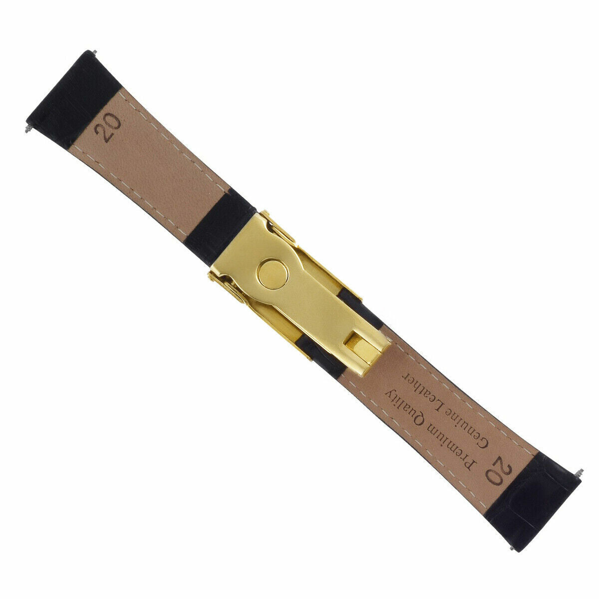 LEATHER STRAP BAND FOR ROLEX DAYTONA 16520,16523,116519 BLACK REGULAR GOLD CLASP