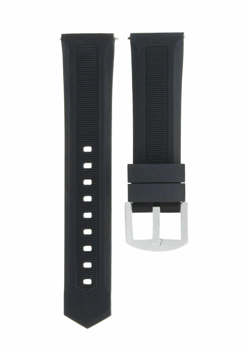 24MM RUBBER WATCH STRAP BAND FOR BREITLING NAVITIMER, SUPEROCEAN WATCH BLACK