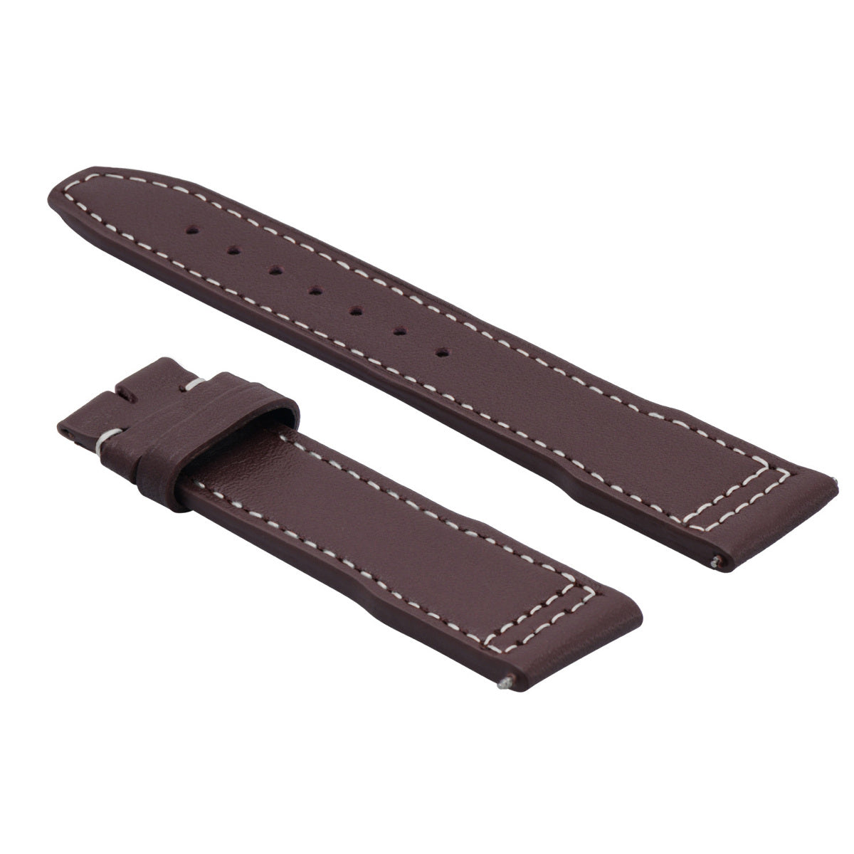 22MM CALF LEATHER STRAP BAND FOR IWC PILOT WATCH DEPLOYMENT CLASP BROWN W/S