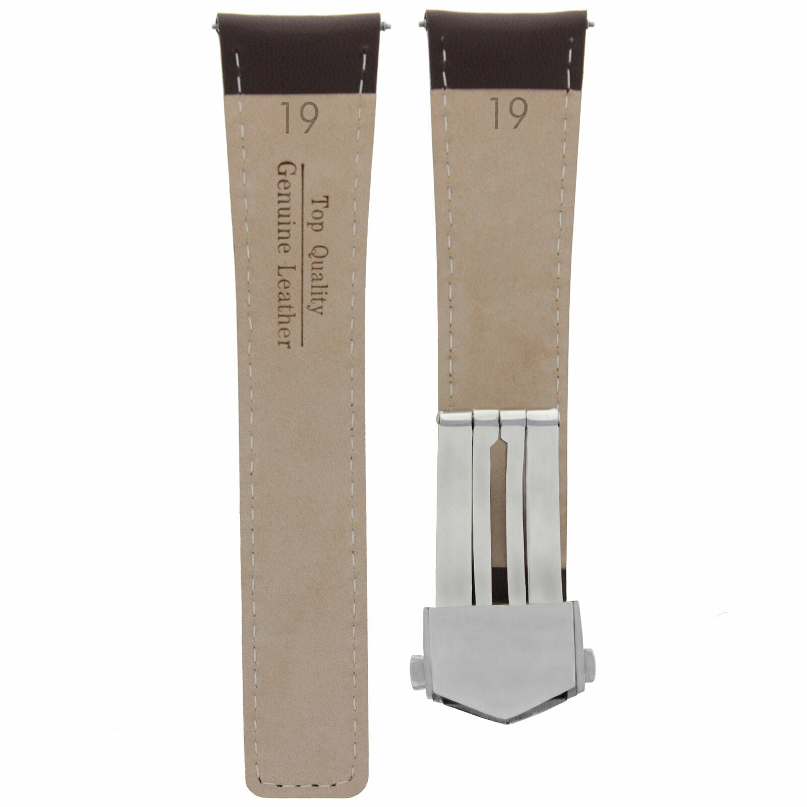 19MM LEATHER WATCH STRAP BAND CLASP FOR TAG HEUER CARRERA TWIN TIME F1 BROWN WS
