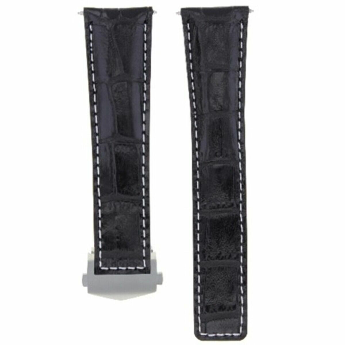 20MM LEATHER STRAP BAND FOR TAG MONZA WR2110 WATCH + DEPLOYMENT CLASP BLACK WS