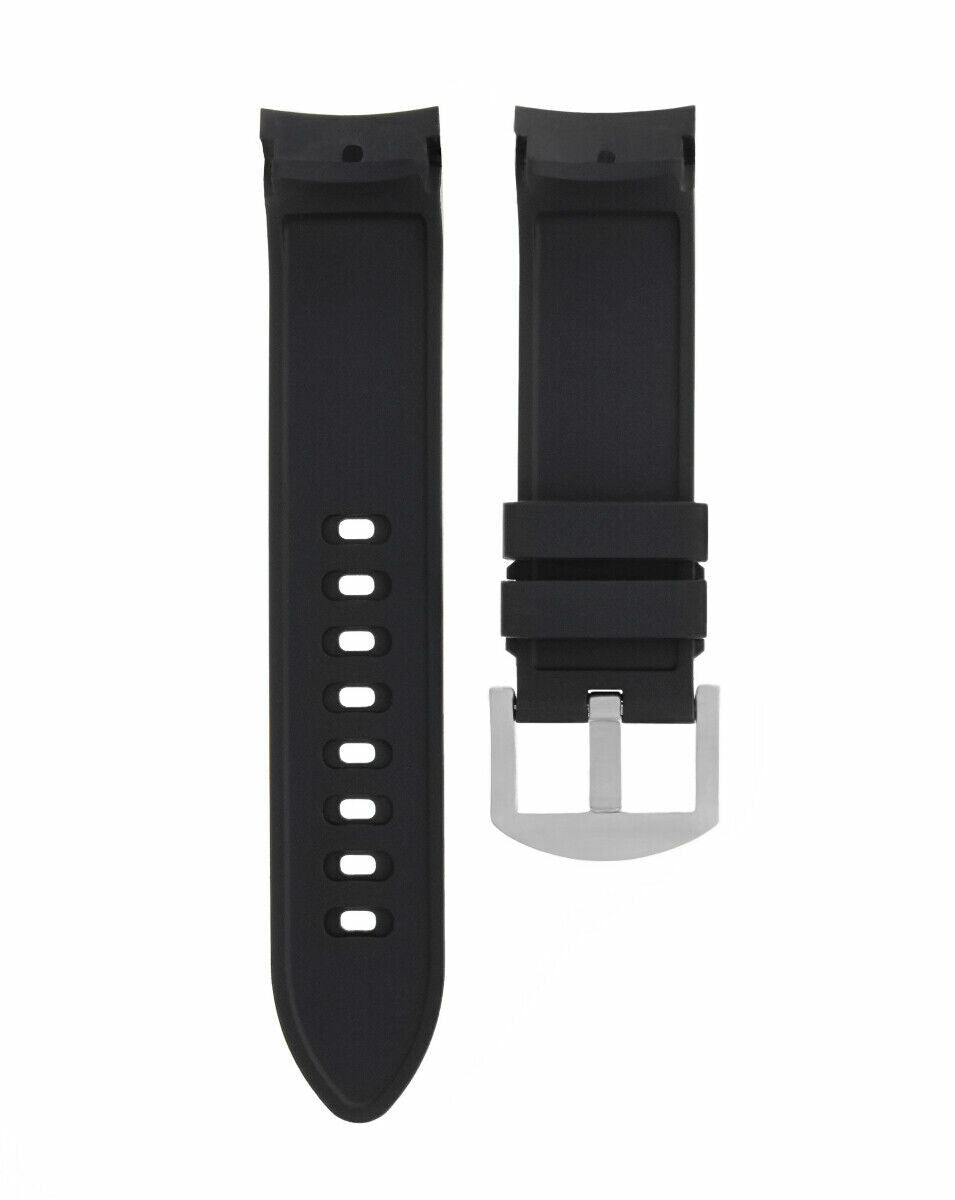 SILICONE RUBBER WATCH BAND STRAP 22MM FOR TAG HEUER CARRERA MONACO CURVE E BLACK