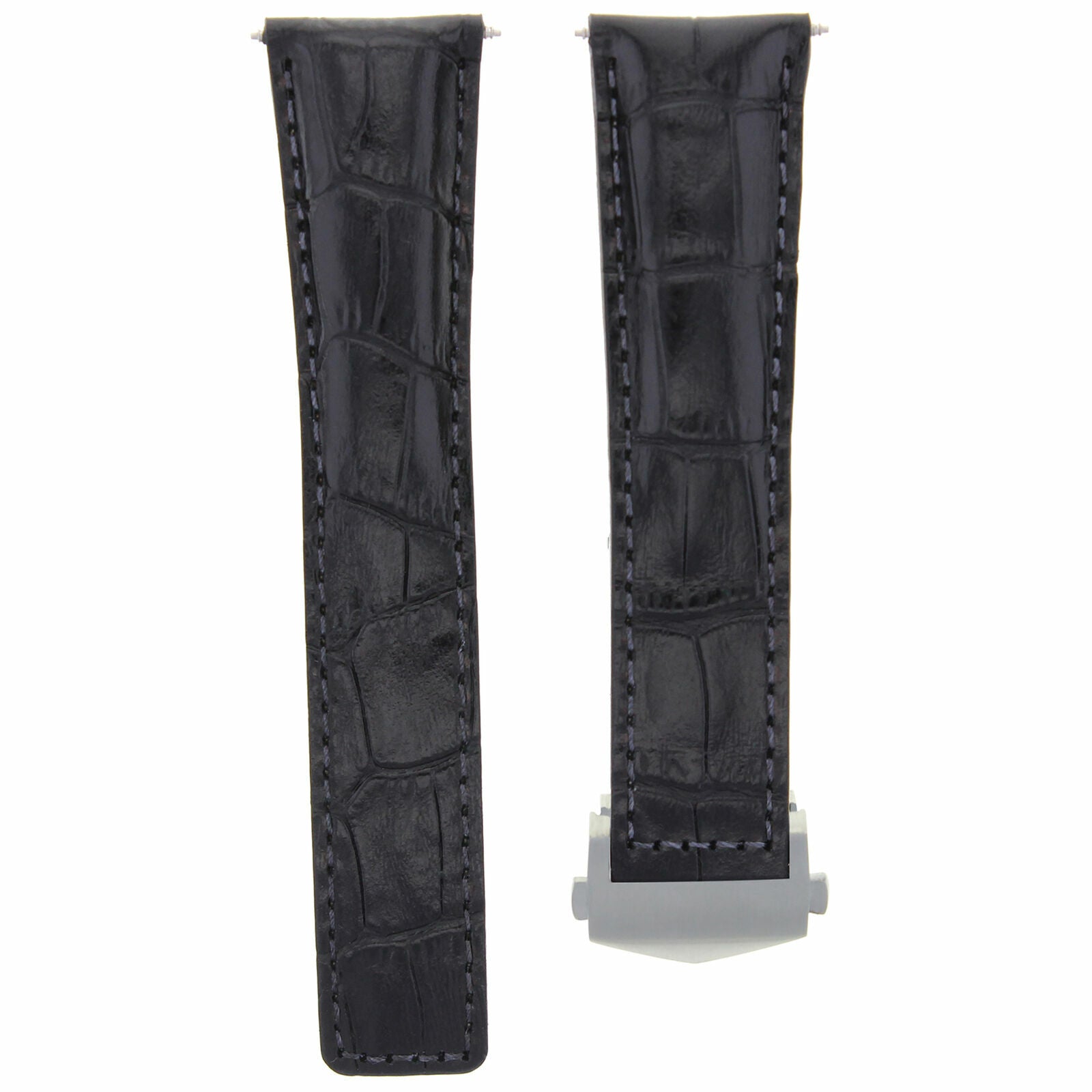 20MM LEATHER BAND STRAP FOR TAG HEUER CARRERA CV2010 DEPLOYMENT CLASP BLACK