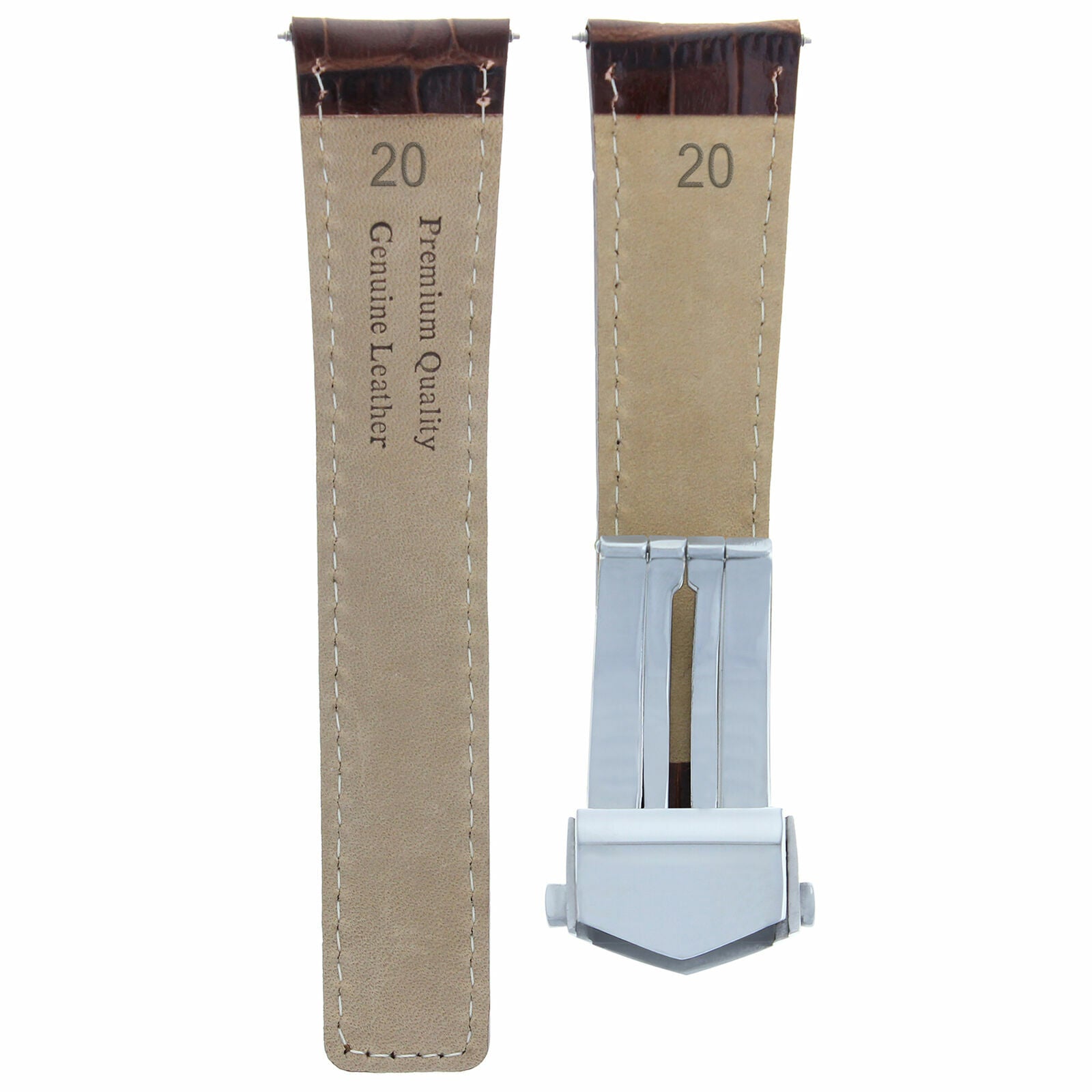 20MM LEATHER WATCH STRAP BAND BUCKLE CLASP FOR TAG HEUER CARRERA CALIBRE BROWN W