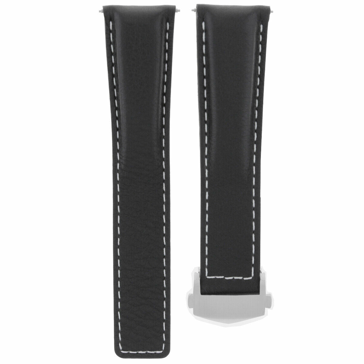 22MM LEATHER WATCH STRAP BAND CLASP FOR TAG HEUER CARRERA MONACO CALIBRE BLACK W