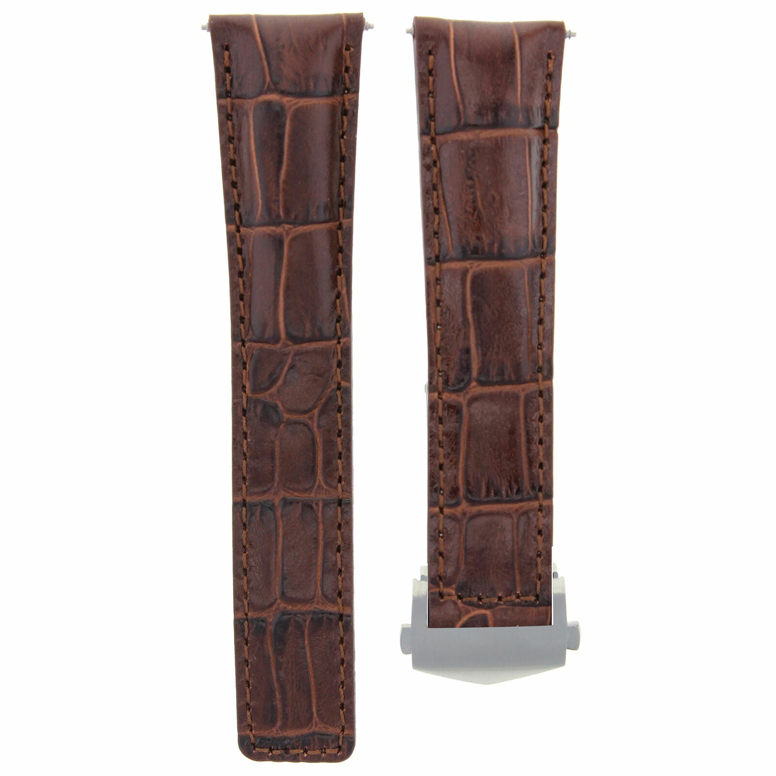 19MM LEATHER WATCH STRAP BAND FOR TAG HEUER CARRERA TWIN DEPLOYMENT CLASP BROWN