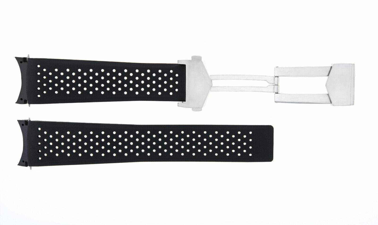 22MM RUBBER BAND STRAP FOR TAG HEUER CARRERA CALIBRE 36 F6016 CLASP BLACK