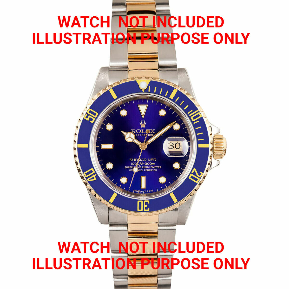 BEZEL & INSERT FOR ROLEX SUBMARINER SERTI 18K REAL 16613 GOLD BLUE GOLD FONT