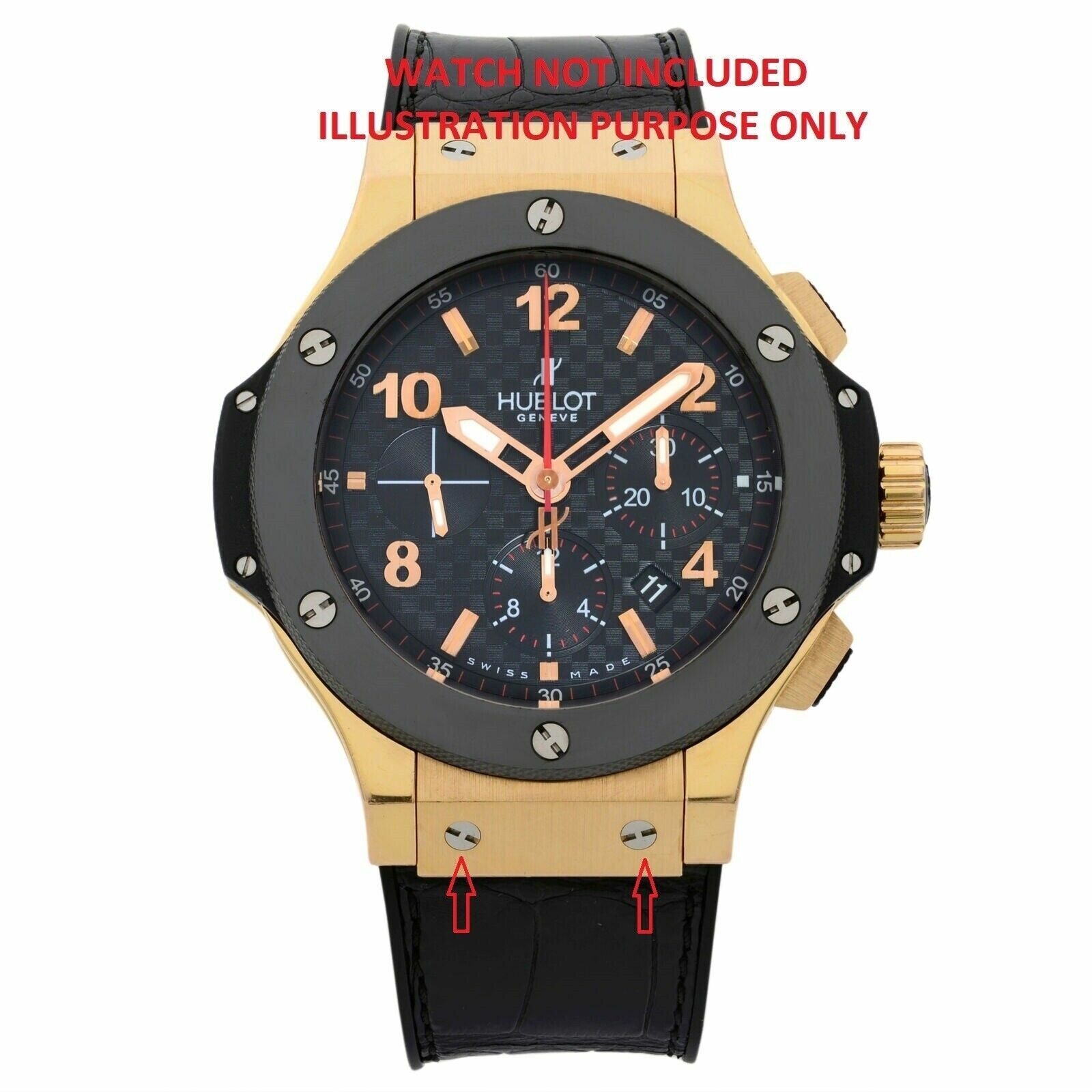 2 SCREW " H" FOR BIG BANG HUBLOT FIT CASE LEATHER RUBBER BAND STRAP STEEL SWISS