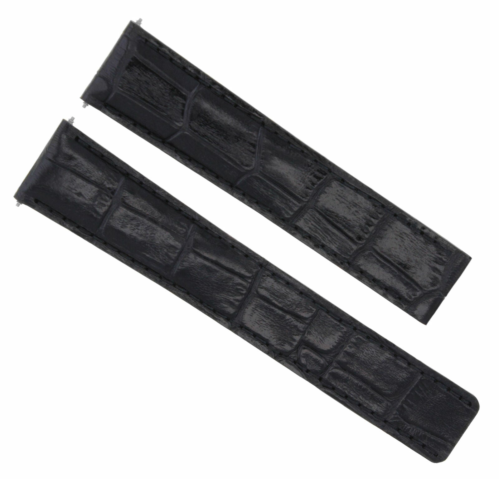 18MM LEATHER WATCH STRAP BAND FOR CARTIER TANK DEPLOYMENT CLASP 18/16 BLACK TQ