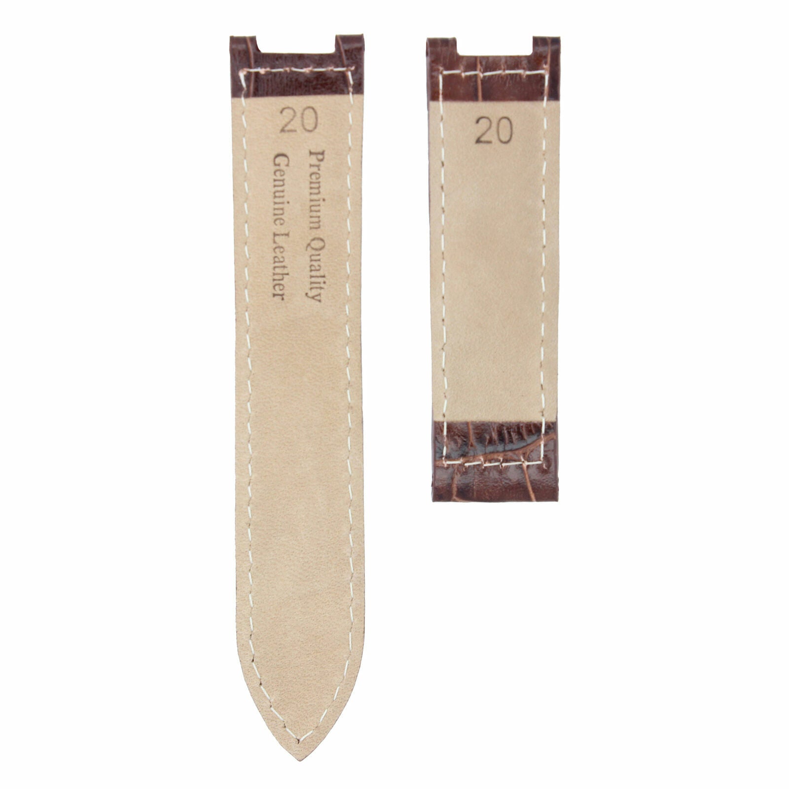 LEATHER BAND STRAP FOR PASHA DE CARTIER 205 1033 20MM DEPLOYMENT CLASP BROWN