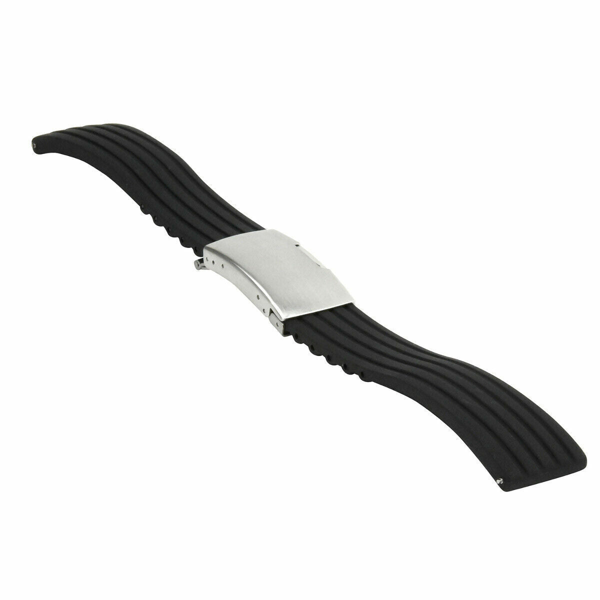 20MM RUBBER BAND STRAP WITH CLASP FOR BREITLING COLT II A17380 BENTELY BLACK