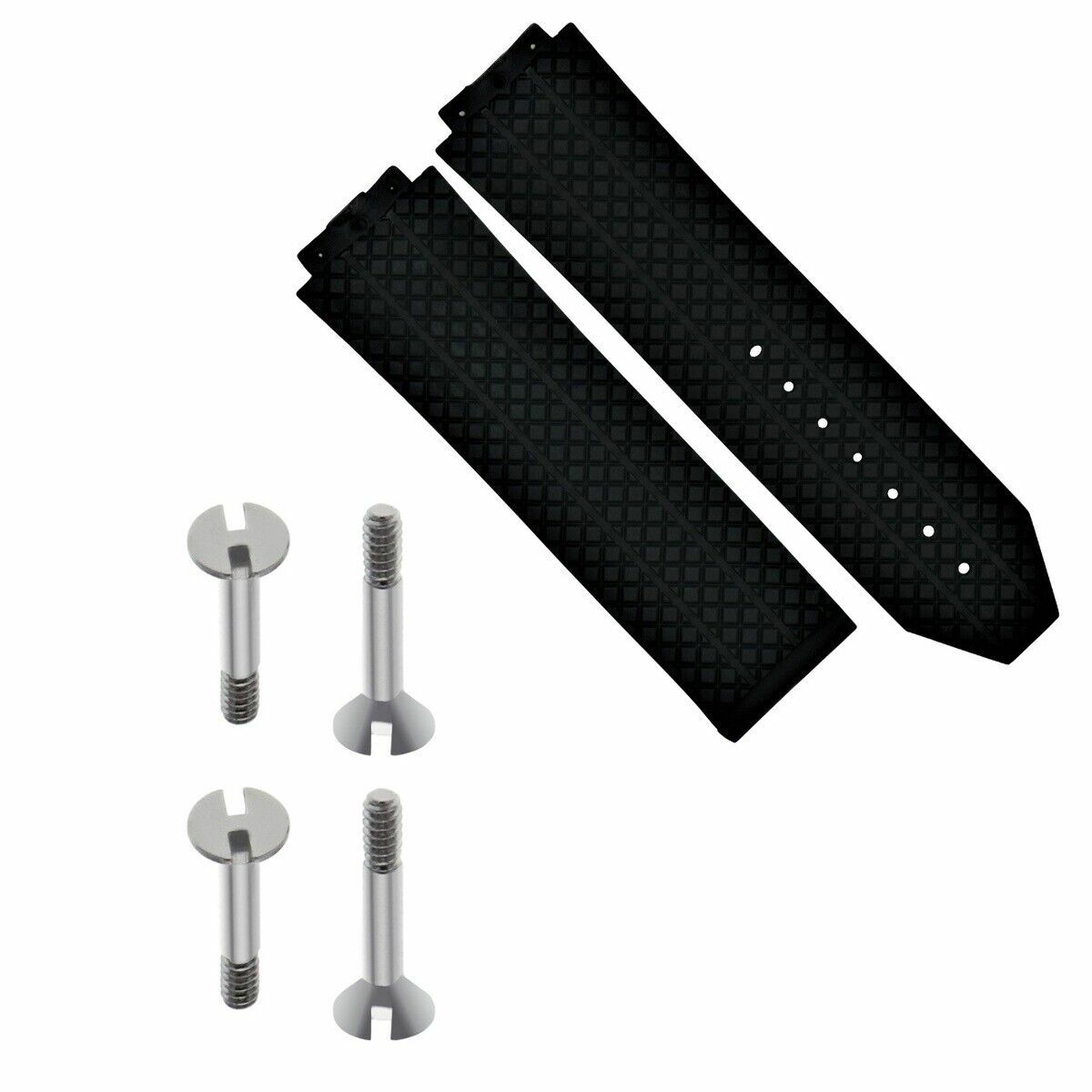 24MM RUBBER BAND STRAP CLASP FOR HUBLOT BIG BANG 301.SX 130.RX + 4 SCREW BLACK