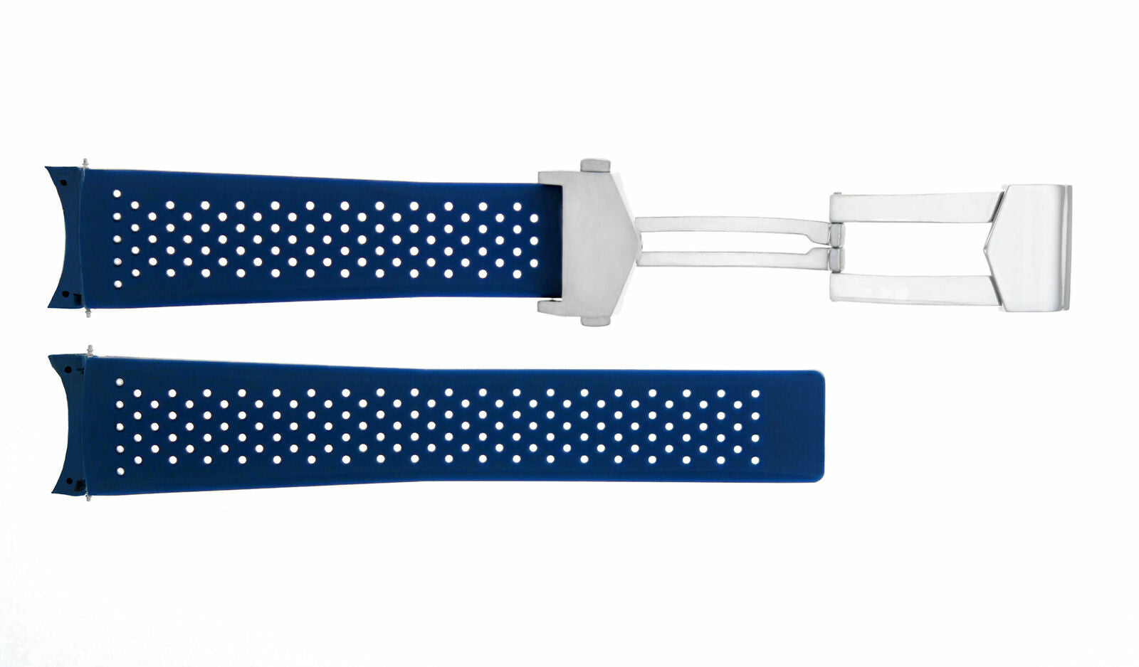 22MM RUBBER STRAP BAND DEPLOY CLASP FOR TAG HEUER CARRERA CALIBRE 5 16 36 BLUE