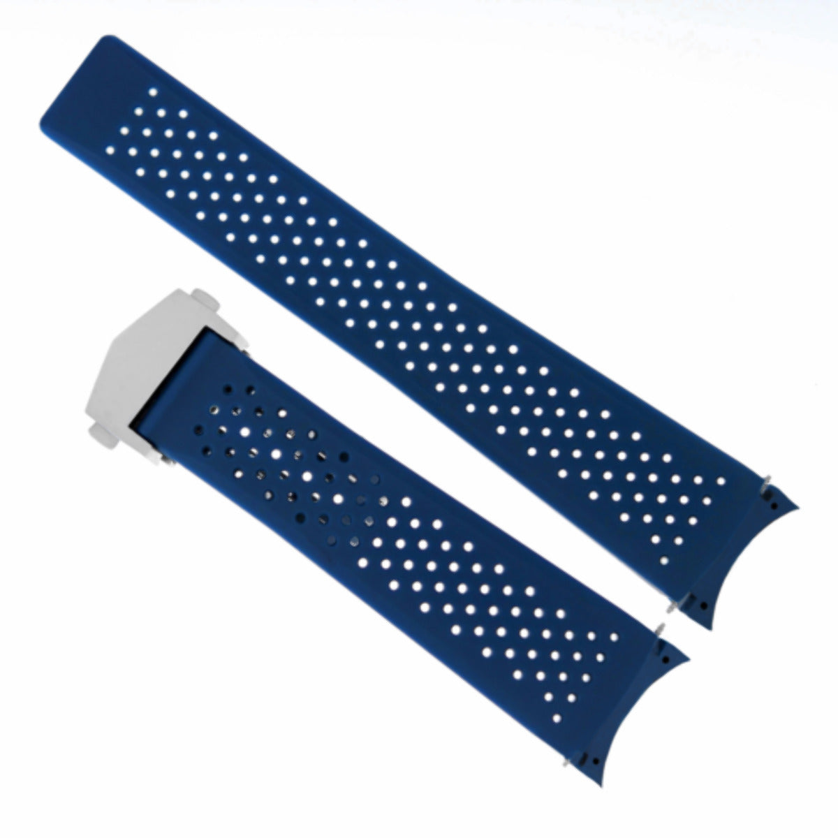 22MM RUBBER STRAP BAND DEPLOY CLASP FOR TAG HEUER CARRERA CALIBRE 5 16 36 BLUE