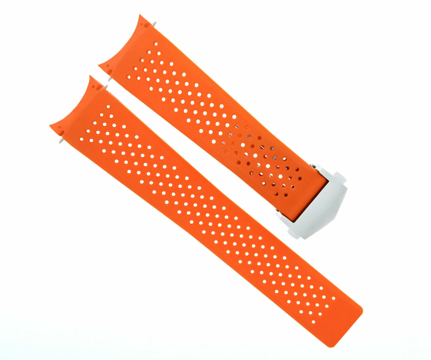 22MM RUBBER STRAP FOR TAG HEUER CARRERA CALIBRE 36 F1 PERFORATED CLASP ORANGE