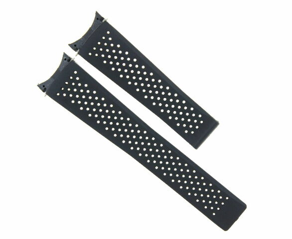 22MM RUBBER BAND STRAP FOR TAG HEUER CARRERA CALIBRE 36 F6016 CLASP TOP Q BLACK