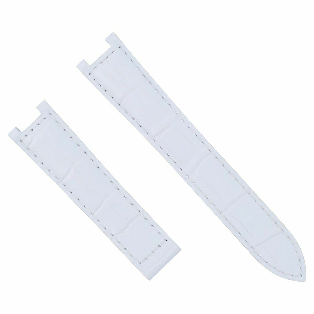 ITALIAN LEATHER STRAP BAND DEPLOYMENT CLASP FOR CARTIER PASHA WATCH 20MM WHITE