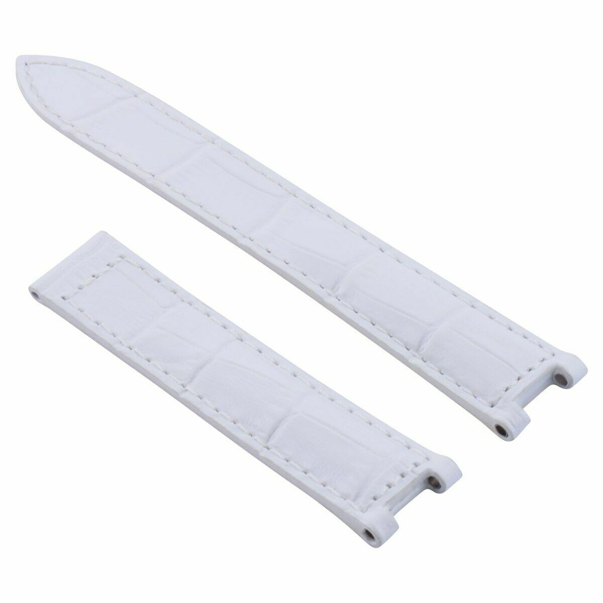 ITALIAN LEATHER STRAP BAND DEPLOYMENT CLASP FOR CARTIER PASHA WATCH 20MM WHITE