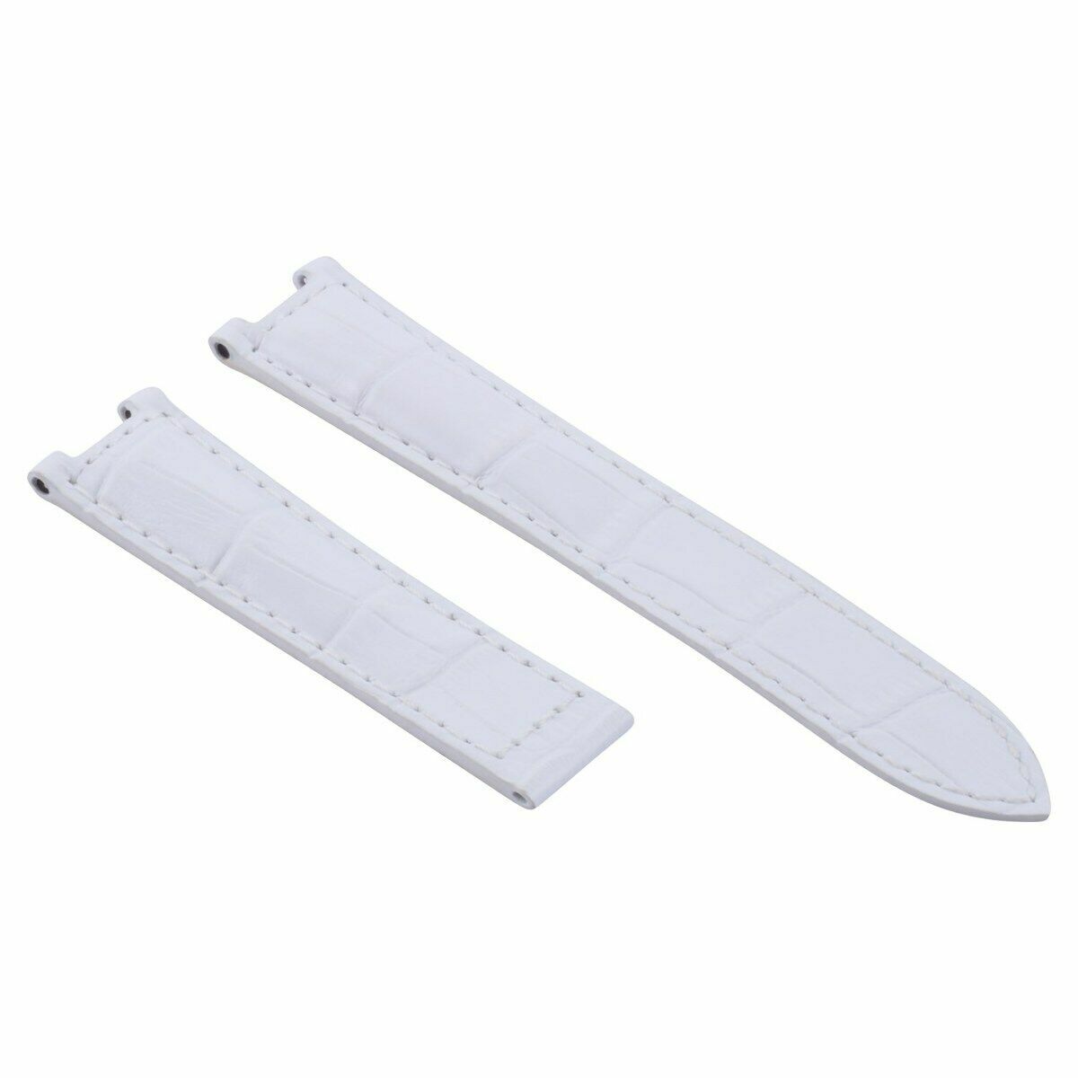 ITALIAN LEATHER STRAP BAND DEPLOYMENT CLASP FOR CARTIER PASHA WATCH 20MM WHITE
