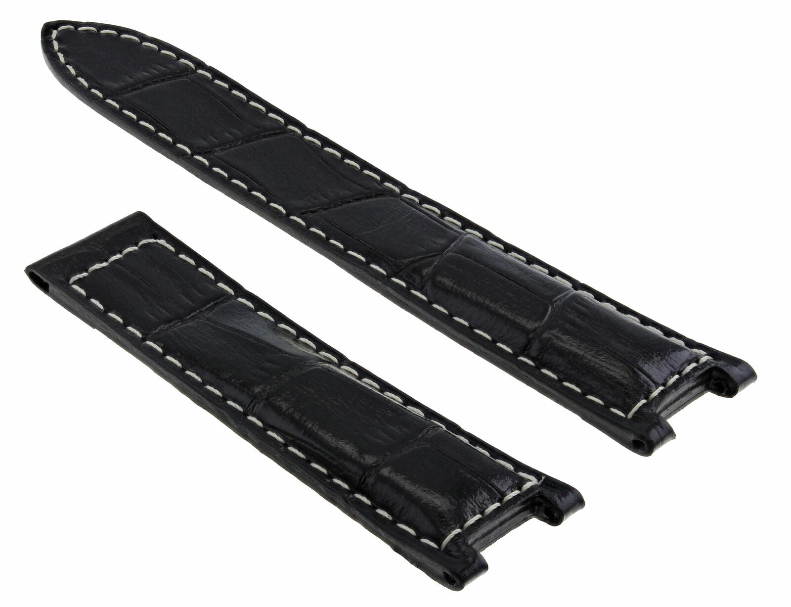 20MM LEATHER STRAP BAND FOR 38MM CARTIER PASHA WATCH 205 1032 1033 CLASP BLACK W