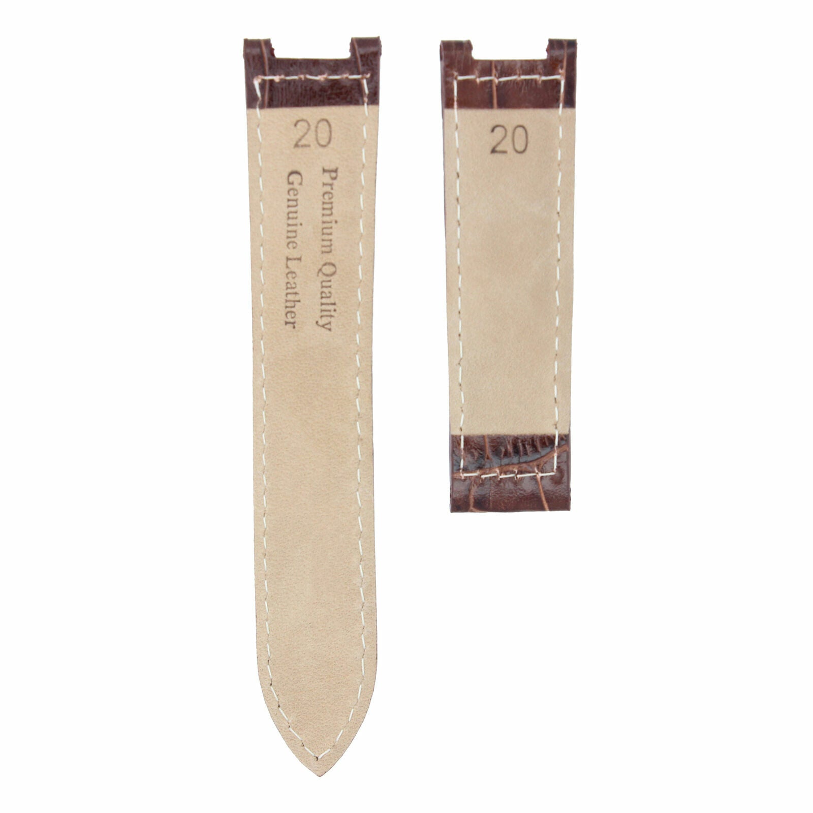 ITALIAN LEATHER STRAP BAND DEPLOYMENT CLASP FOR CARTIER PASHA 20MM BROWN WS