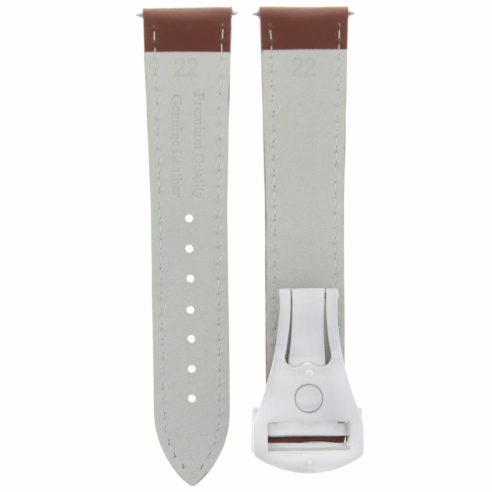 22MM LEATHER STRAP WATCH BAND FOR OMEGA SEAMASTER PLANET OCEAN CLASP TAN WS