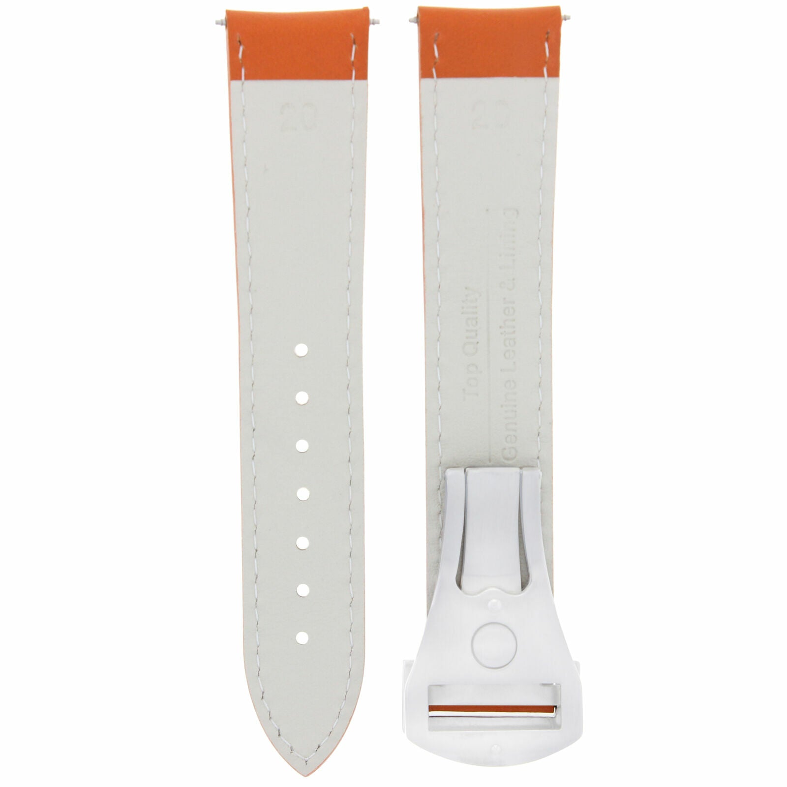 20MM LEATHER BAND STRAP FOR OMEGA SPEEEDMASTER MOON DEPLOYMENT CLASP ORANGE