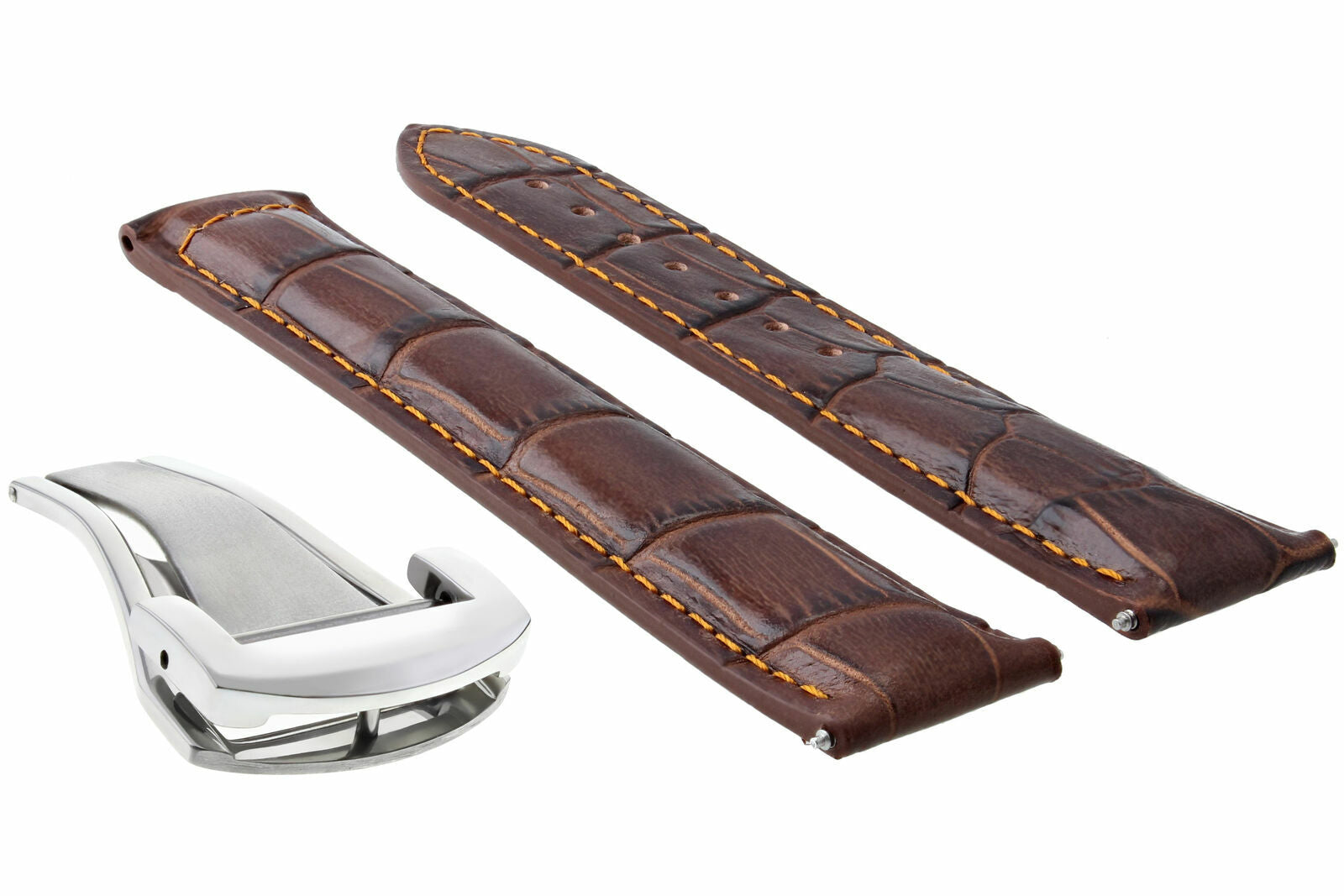 LEATHER STRAP BAND FOR 22/18MM 45.5MM OMEGA SEAMASTER PLANET OCEAN L/BROWN OS