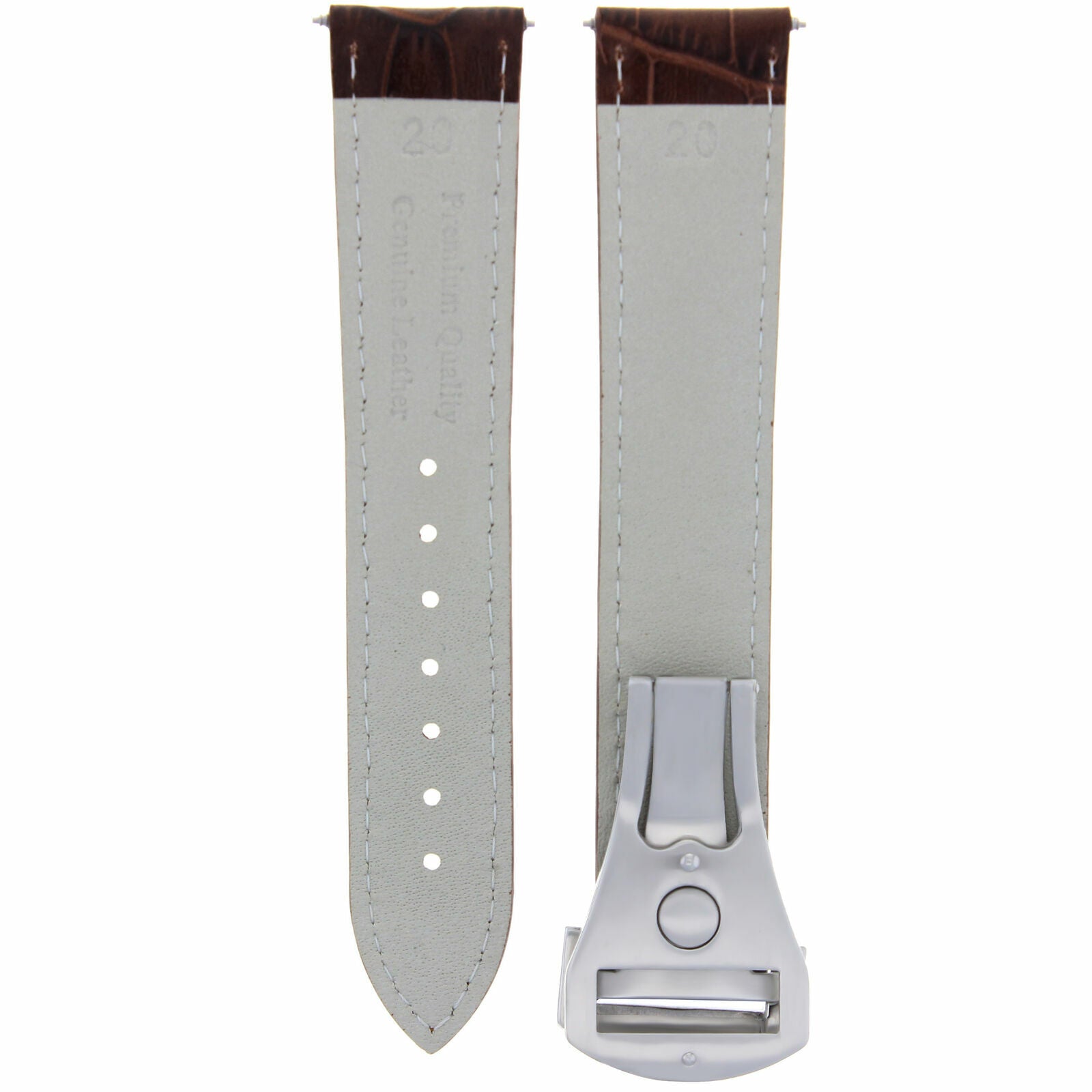 LEATHER STRAP BAND FOR 22/18MM 45.5MM OMEGA SEAMASTER PLANET OCEAN L/BROWN OS