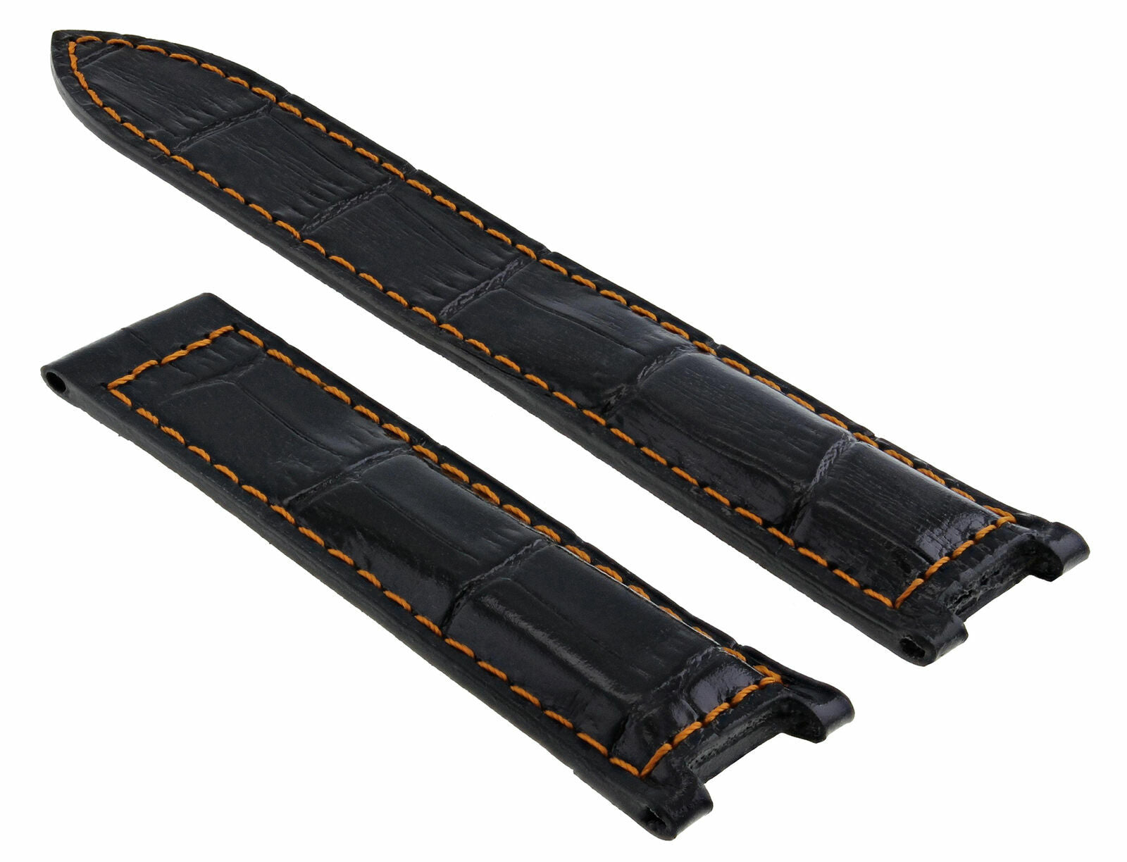 LEATHER BAND STRAP DEPLOYMENT CLASP FIT CARTIER PASHA 1352 2388 20MM BLACK OS