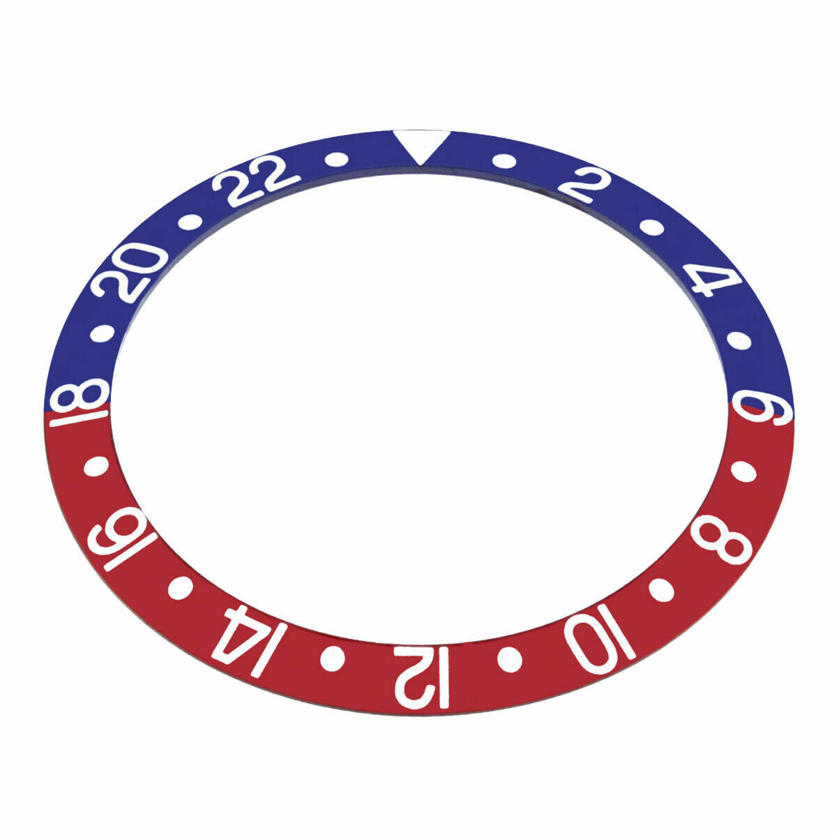 BEZEL INSERT FOR 44MM ALPHA GMT DIVER AUTOMATIC WATCH BLUE/RED SILVER FONT