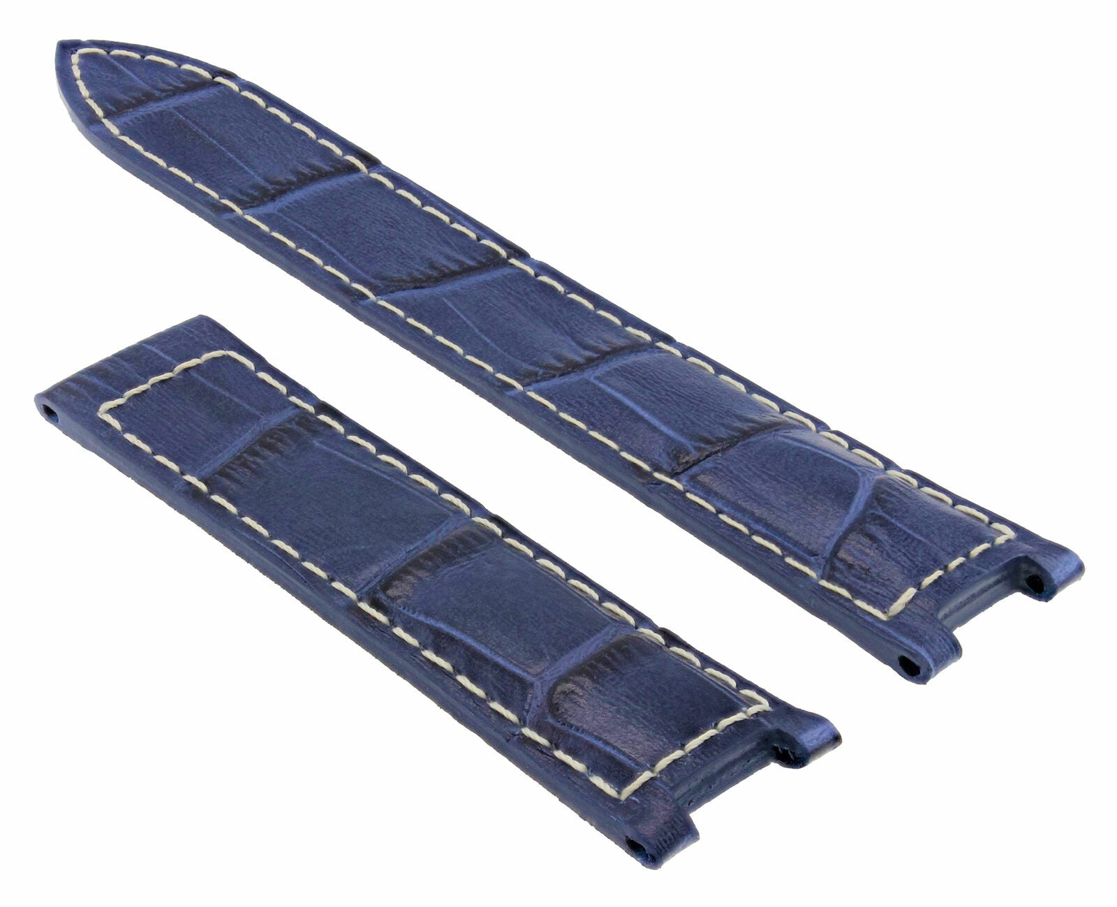 LEATHER WATCH STRAP BAND FOR CARTIER PASHA 2475 DEPLOYMENT CLASP 18MM BLUE WS