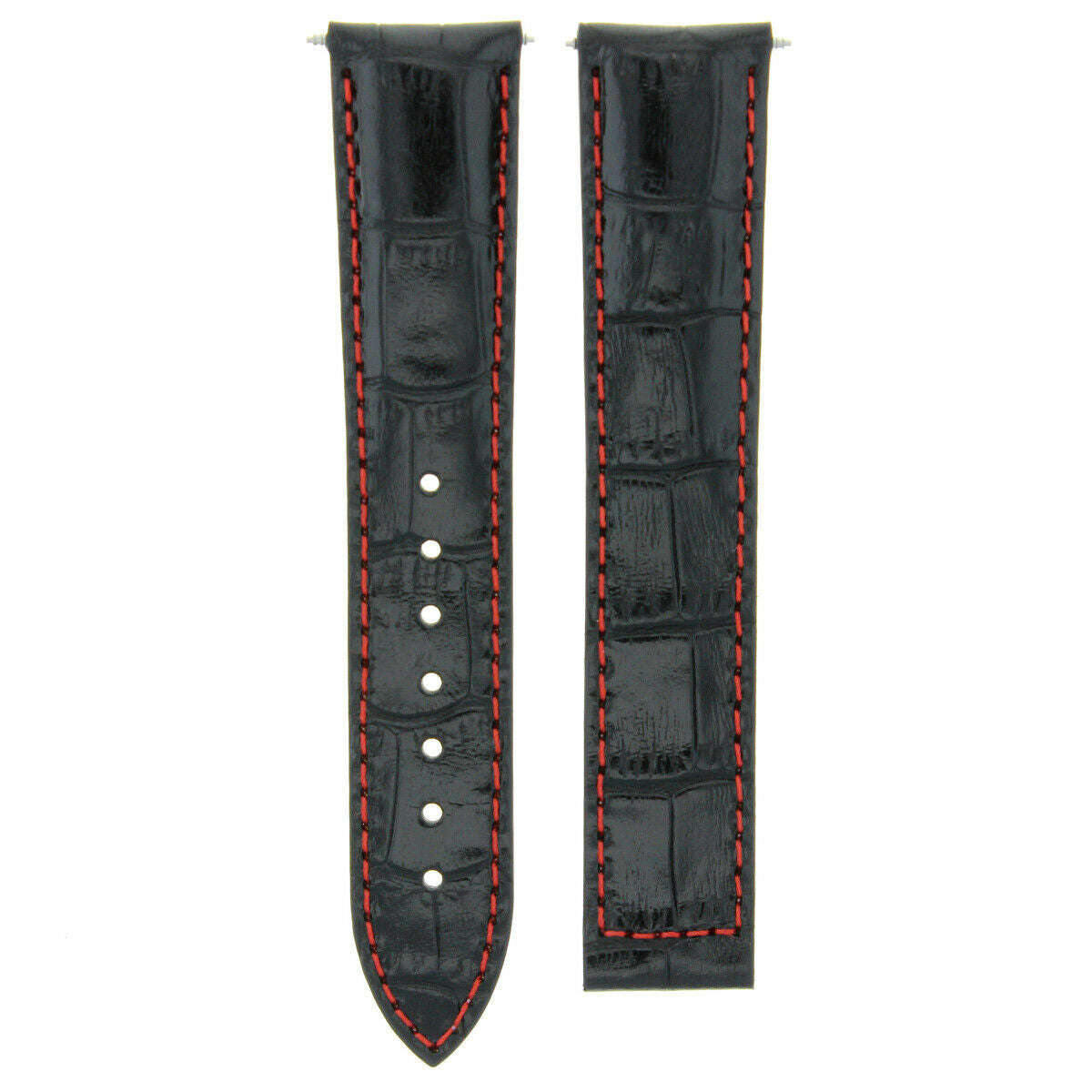 20MM LEATHER STRAP BAND FOR OMEGA SPEEDMASTER SEAMASTER PLANET BLACK RED STITCH
