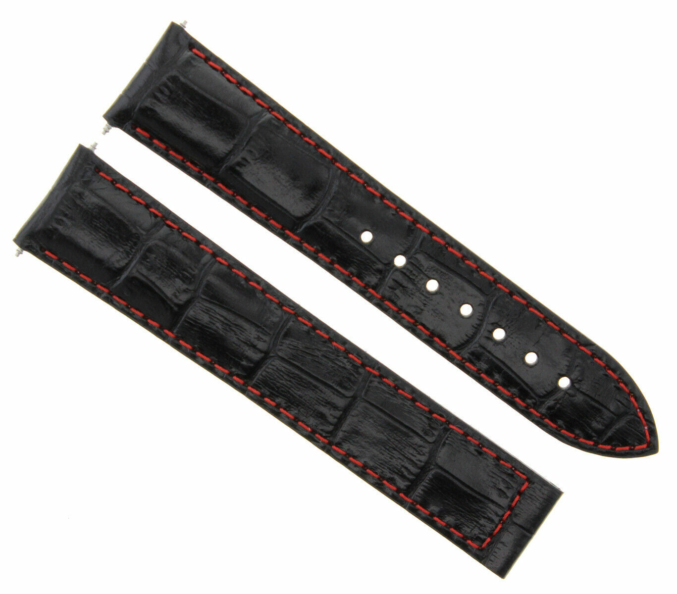 20MM LEATHER STRAP BAND FOR OMEGA SPEEDMASTER SEAMASTER PLANET BLACK RED STITCH