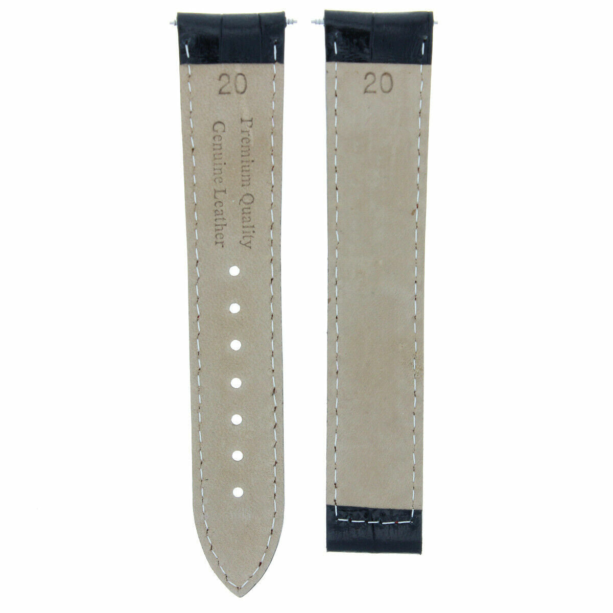 20MM LEATHER STRAP BAND FOR OMEGA SPEEDMASTER SEAMASTER PLANET BLACK RED STITCH