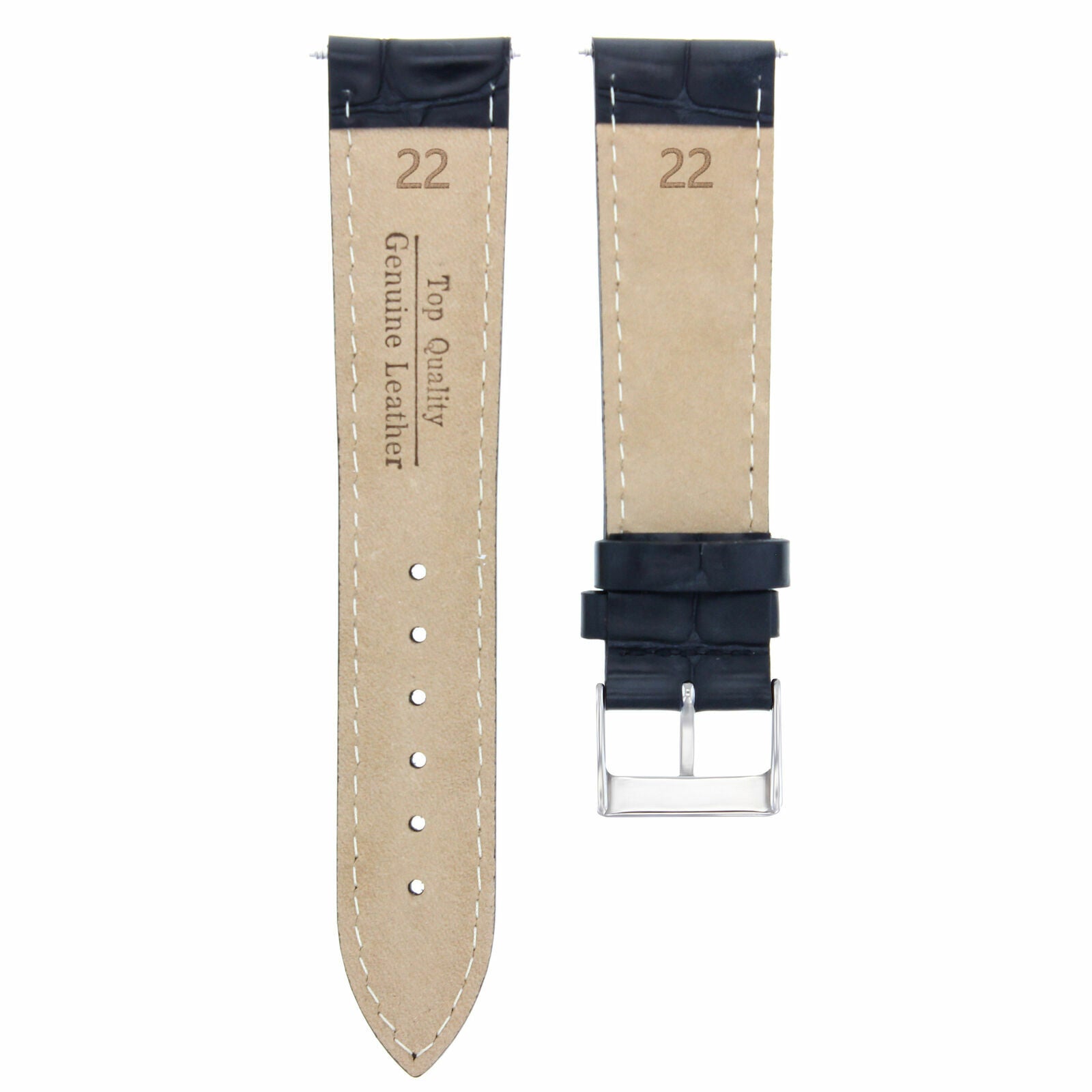 22MM LEATHER WATCH BAND STRAP FOR MAURICE LACROIX PONTOS PT6288-SS001-330 BLACK