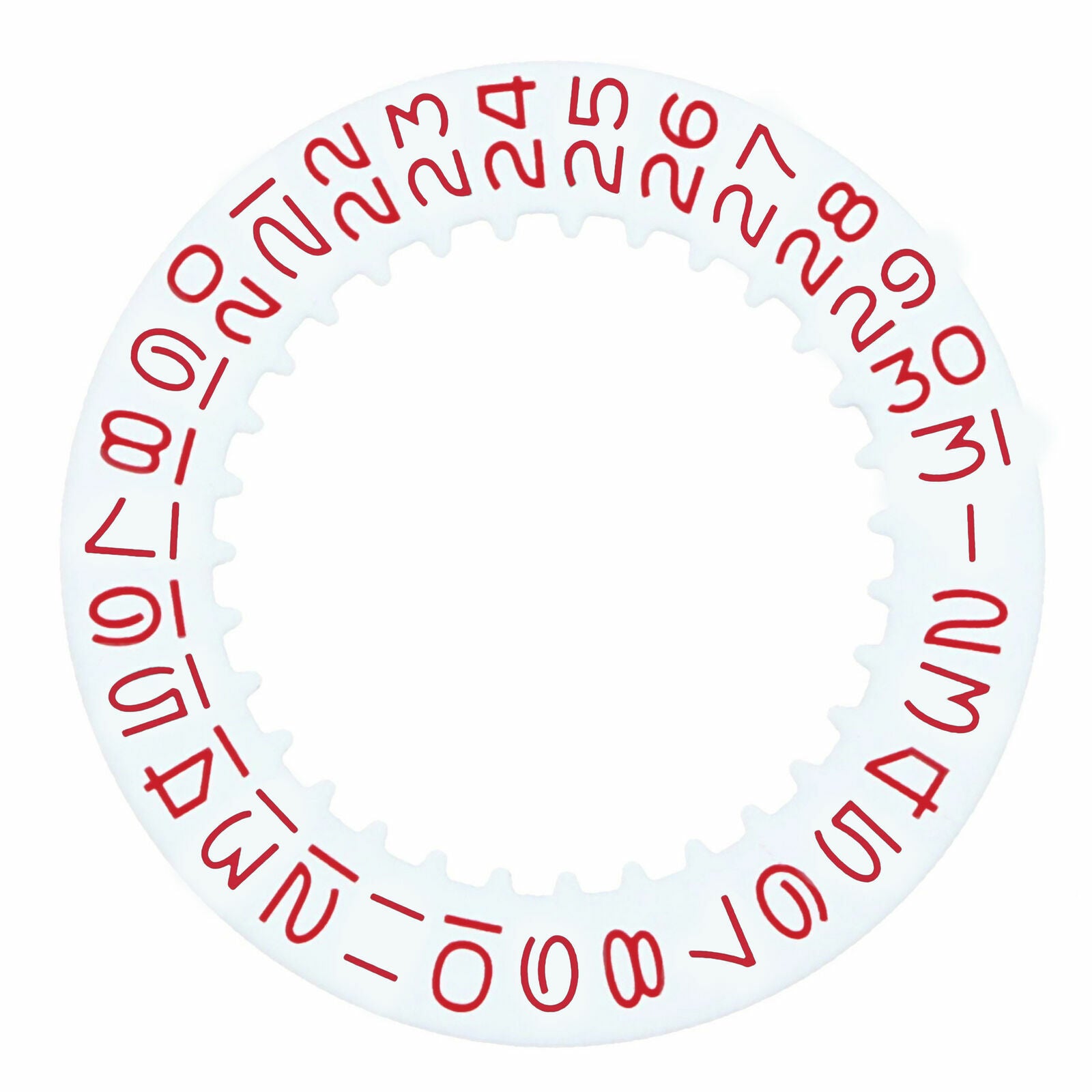 DATE DISC FOR 40MM ROLEX SUBMARINER, GMT MOVEMENT # 1530-1570 WHITE RED NUMBER